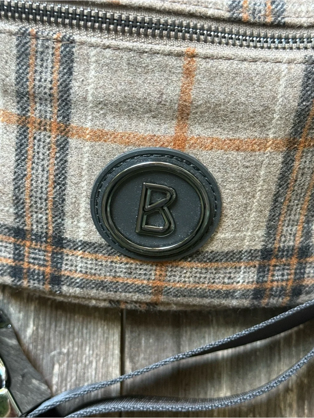 BOGNER Monte Plaid Belt Bag Fanny Pack Crossbody Brown Gunmetal Hardware NWOT
